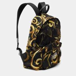 Pre Owned Versace Multicolor Printed Nylon and Leather Medusa Pallazo Backpack 