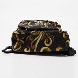 Pre Owned Versace Multicolor Printed Nylon and Leather Medusa Pallazo Backpack 