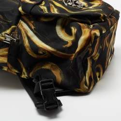 Pre Owned Versace Multicolor Printed Nylon and Leather Medusa Pallazo Backpack 