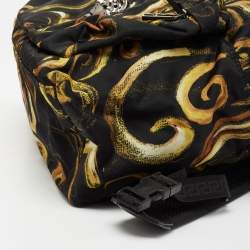 Pre Owned Versace Multicolor Printed Nylon and Leather Medusa Pallazo Backpack 