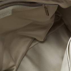 Pre Owned Versace Metallic Silver Ostrich Embossed Leather Snap Out Of It Satchel