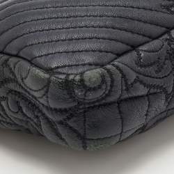 Pre Owned Versace Black Leather Barocco Vanitas Zip Shoulder Bag