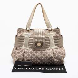 Versace Grey/Silver Signature Canvas And Leather Satchel