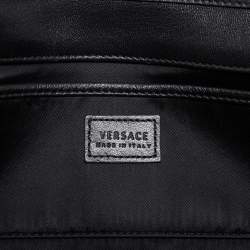 Pre Owned Versace Black Quilted Leather Medusa Chain Clutch