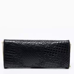 Pre Owned Versace Black Quilted Leather Medusa Chain Clutch