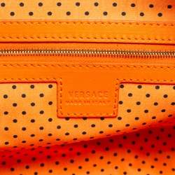 Versace Orange Python and Leather Front Pocket Hobo