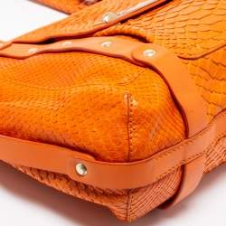 Versace Orange Python and Leather Front Pocket Hobo