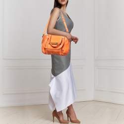 Versace Orange Python and Leather Front Pocket Hobo