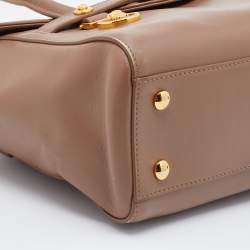 مملوكة مسبقًا Versace Dark Beige Leather Small Medusa Medallion Tote