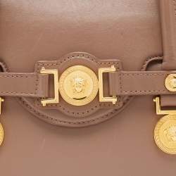 مملوكة مسبقًا Versace Dark Beige Leather Small Medusa Medallion Tote