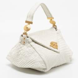 مملوكة مسبقًا Versace White Quilted Leather Embroidered Barocco Shoulder Bag