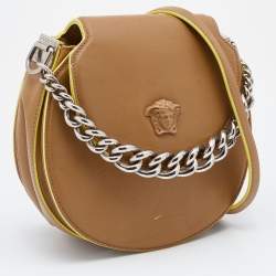 مملوكة مسبقًا Versace Beige Leather Medusa Flap Shoulder Bag