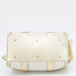 Pre Owned حقيبة ساتشل فيرساتشي مادونا قماش وجلد ميتالك ذهبي مرصع