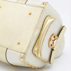 Pre Owned حقيبة ساتشل فيرساتشي مادونا قماش وجلد ميتالك ذهبي مرصع