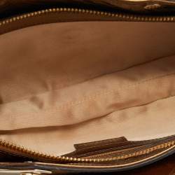 Pre Owned Versace Bronze Leather Trimmed and Calfhair Chain Shoulder Bag