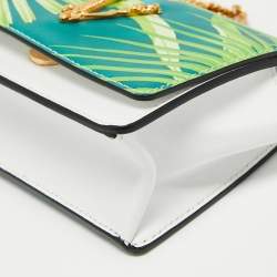 Pre Owned Versace Multicolor Jungle Print Leather Mini Virtus Wallet On Chain