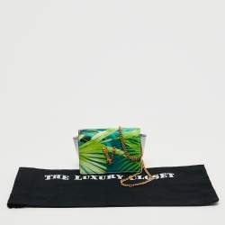 Pre Owned Versace Multicolor Jungle Print Leather Mini Virtus Wallet On Chain