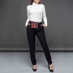 Versace Multicolor Check Fabric Medusa Chain Belt Bag