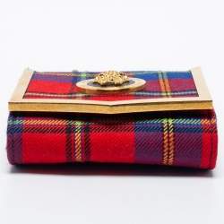 Versace Multicolor Check Fabric Medusa Chain Belt Bag