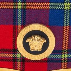 Versace Multicolor Check Fabric Medusa Chain Belt Bag
