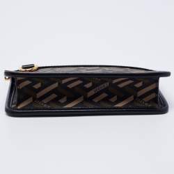 Pre Owned Versace Black Coated Canvas and Leather La Greca Clutch