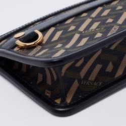 Pre Owned Versace Black Coated Canvas and Leather La Greca Clutch