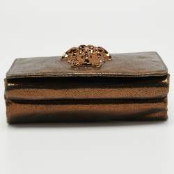 Pre Owned Versace Metallic Brown Suede and Leather Medusa Sultan Shoulder Bag