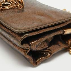 Pre Owned Versace Metallic Brown Suede and Leather Medusa Sultan Shoulder Bag