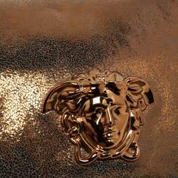 Pre Owned Versace Metallic Brown Suede and Leather Medusa Sultan Shoulder Bag