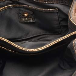 Pre Owned Versace Metallic Brown Suede and Leather Medusa Sultan Shoulder Bag