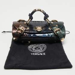 Versace Multicolor Python Buckle Clutch