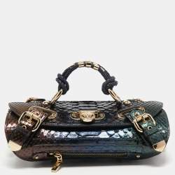 Versace Multicolor Python Buckle Clutch