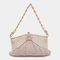 Pre Owned Versace Pink Fabric Mirror Frame Chain Shoulder Bag