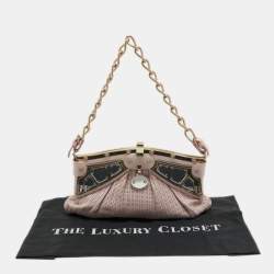 Pre Owned Versace Pink Fabric Mirror Frame Chain Shoulder Bag