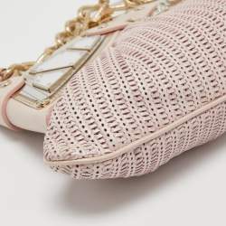 Pre Owned Versace Pink Fabric Mirror Frame Chain Shoulder Bag