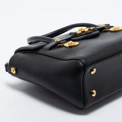 Pre Owned Versace Black Leather Medusa Medallion Tote