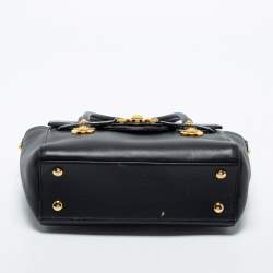 Pre Owned Versace Black Leather Medusa Medallion Tote