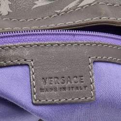 Pre Owned Versace Grey Leather Majolica Print Medusa Hobo