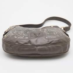 Pre Owned Versace Grey Leather Majolica Print Medusa Hobo