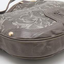 Pre Owned Versace Grey Leather Majolica Print Medusa Hobo