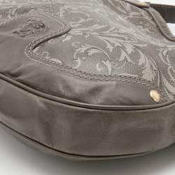 Pre Owned Versace Grey Leather Majolica Print Medusa Hobo