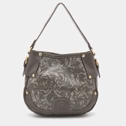 Pre Owned Versace Grey Leather Majolica Print Medusa Hobo