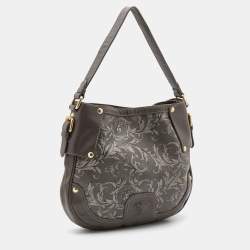 Pre Owned Versace Grey Leather Majolica Print Medusa Hobo