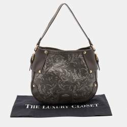 Pre Owned Versace Grey Leather Majolica Print Medusa Hobo