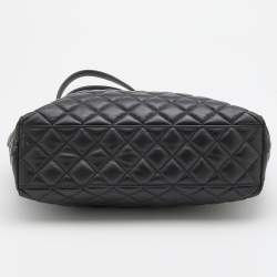 Pre Owned Versace Black Quilted Leather Medusa Tote