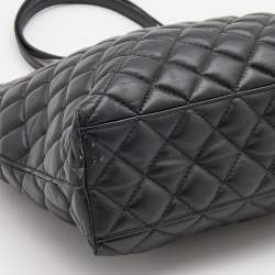 Pre Owned Versace Black Quilted Leather Medusa Tote