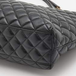 Pre Owned Versace Black Quilted Leather Medusa Tote