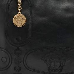 Pre Owned Versace Black Leather Tote