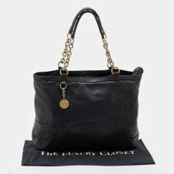 Pre Owned Versace Black Leather Tote