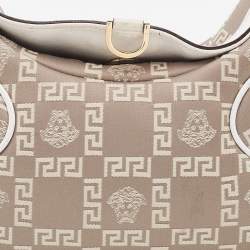 Pre Owned Versace Beige/White Signature Canvas and Leather Baguette